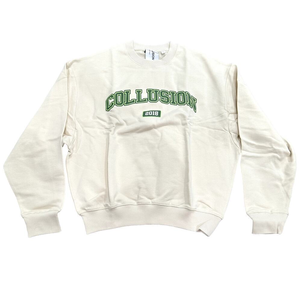 COLLUSION Unisex Varsity Logo Sweatshirt in Beige, Size M​​​​